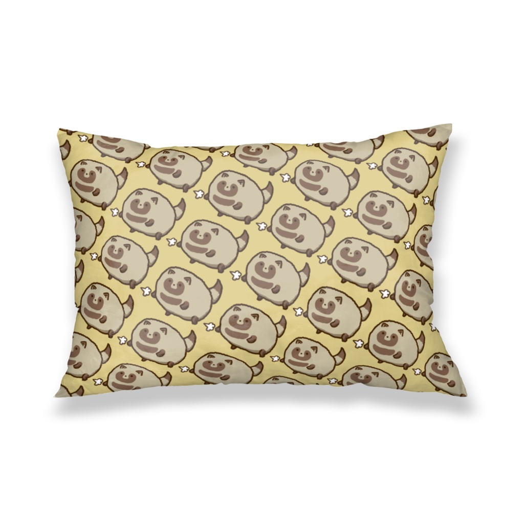 ふゆげのたぬきがいっぱい枕カバー