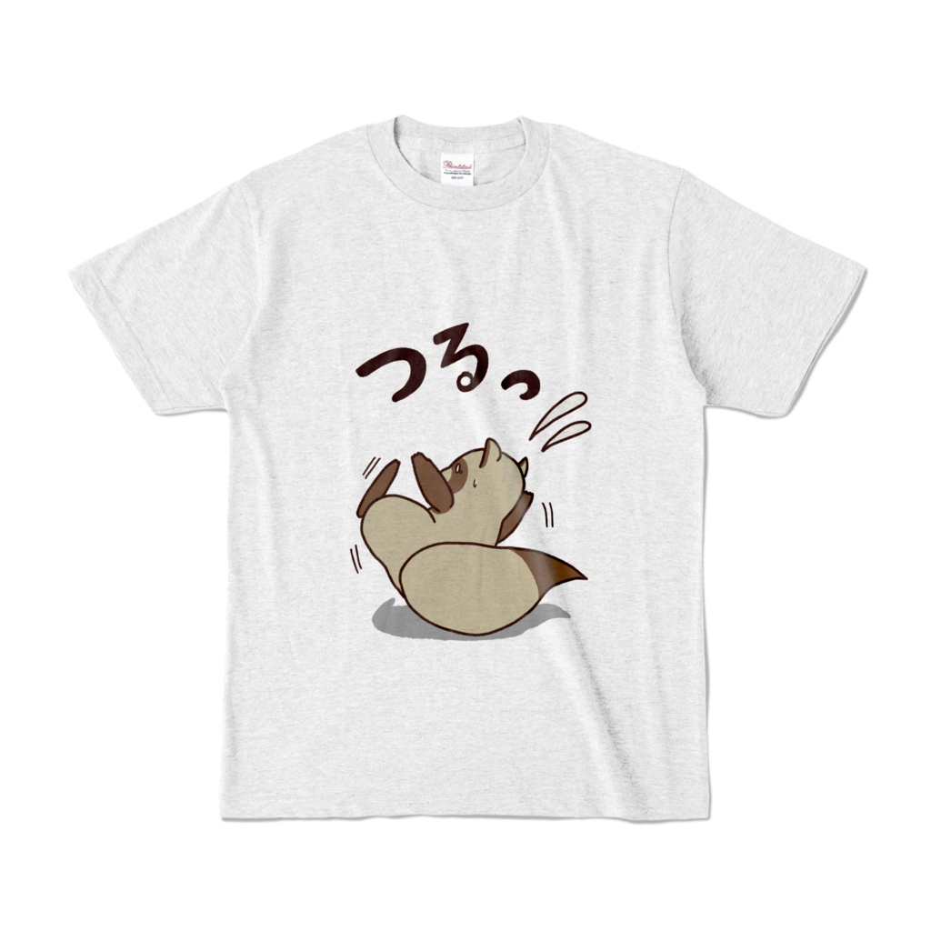 足を滑らせるたぬきTシャツ