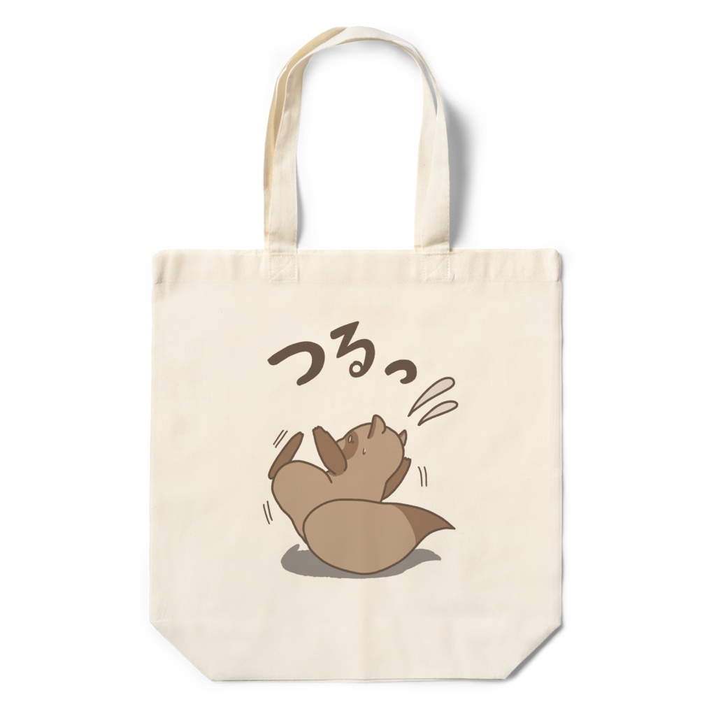 足を滑らせるたぬきエコバッグ