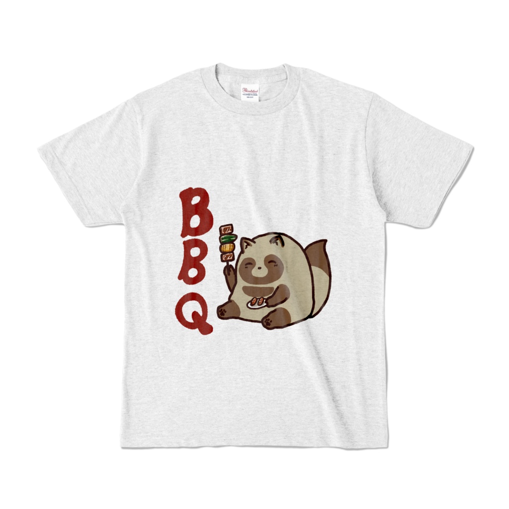 バーベキューを楽しむたぬきTシャツ