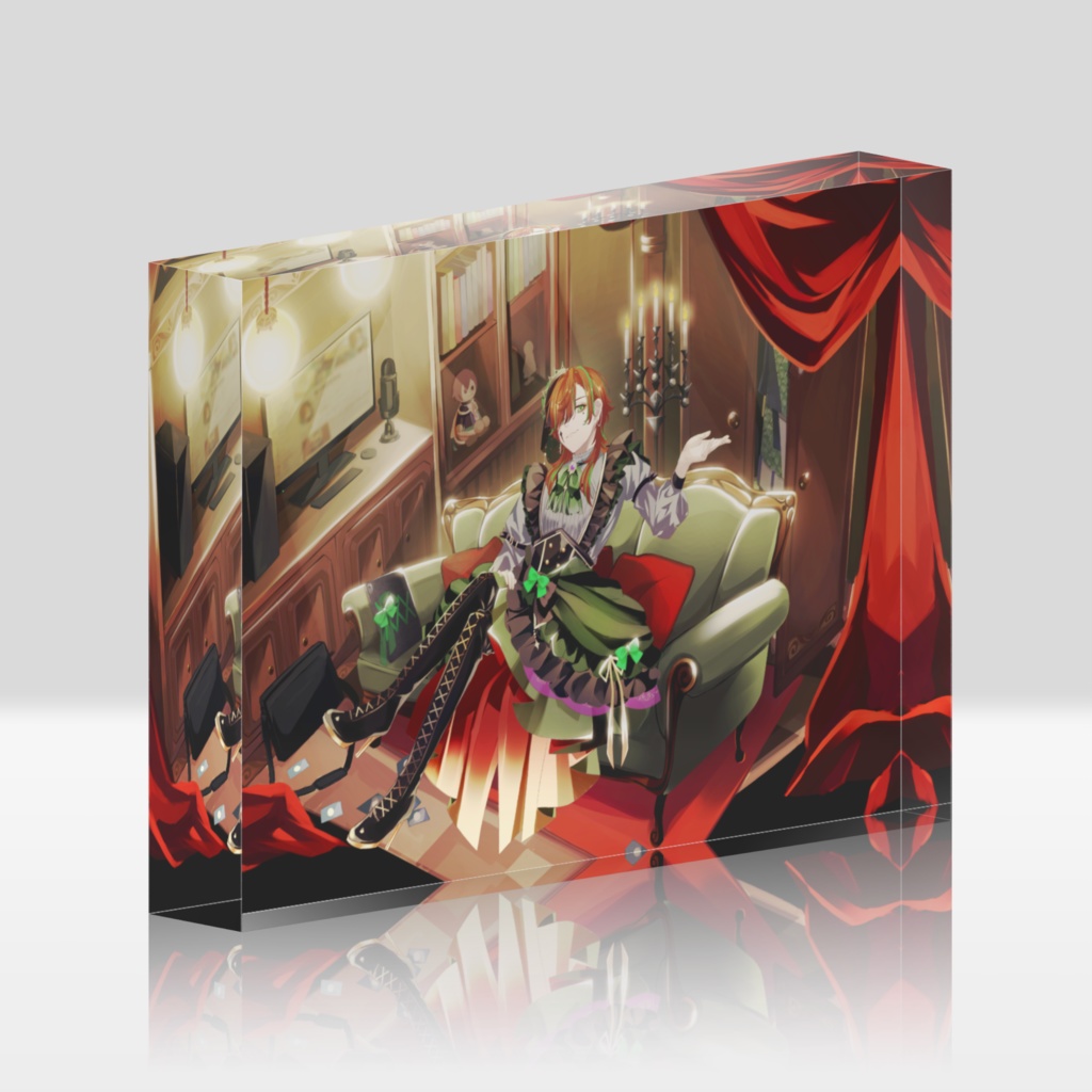 百々谷かるち ゴシックフリルドレス衣装キービジュアルアクリルブロック