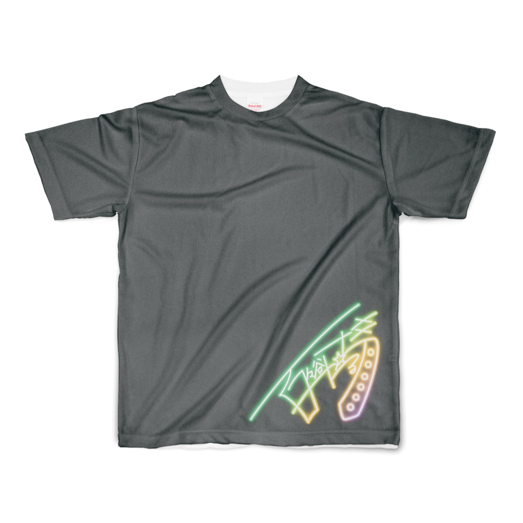 サイン入りT風 黒フルグラフィックTシャツ【百々谷かるち】