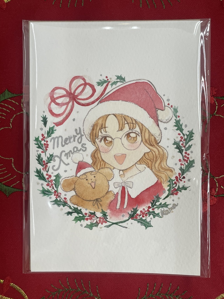 ゆうみ&トイプーのクリスマス ― ゆうみバージョン ― 水彩イラスト原画*額付き