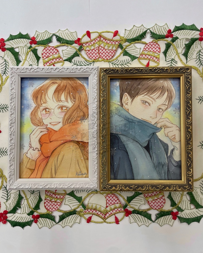 聖なる夜に待ち合わせ ― ゆうみバージョン ― 水彩イラスト原画*額付き