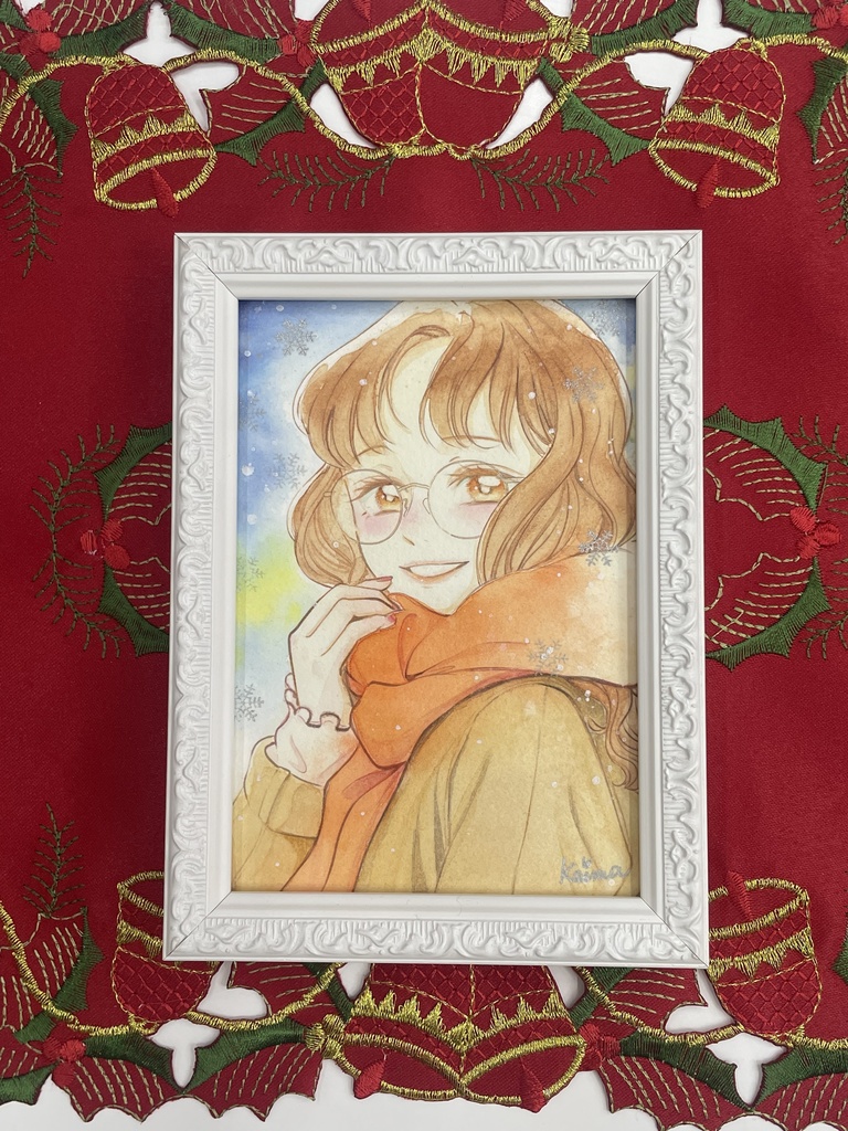 聖なる夜に待ち合わせ ― ゆうみバージョン ― 水彩イラスト原画*額付き