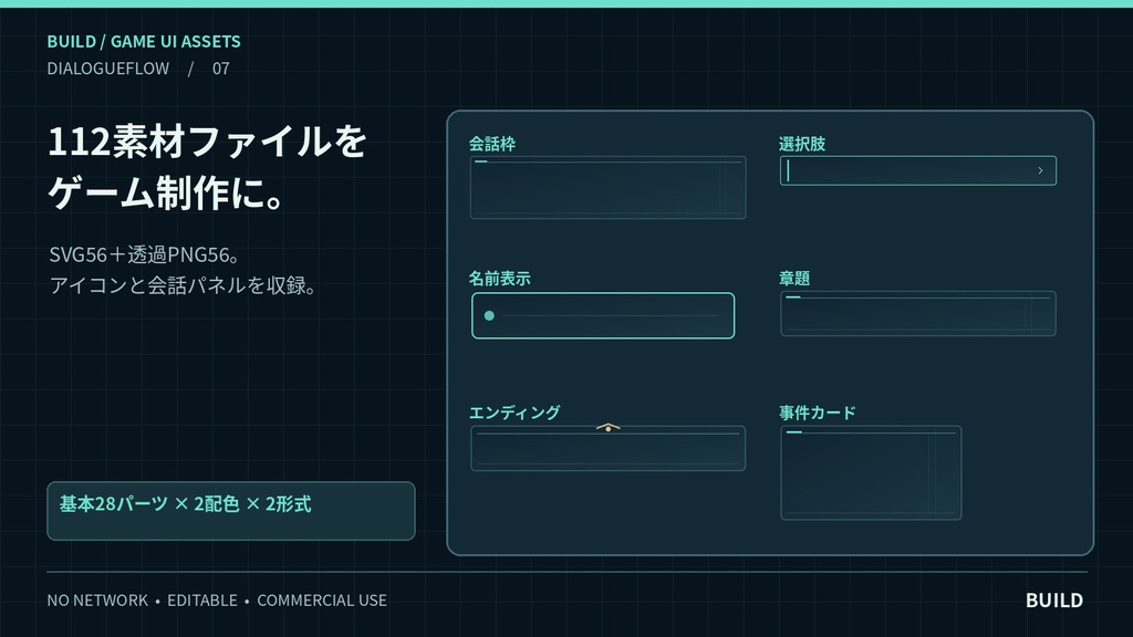 【無料体験版あり】会話分岐・選択肢UIキット|フラグ管理&シナリオ編集ツール付|ホラー・探索ADV・ノベルゲーム向け|DIALOGUEFLOW