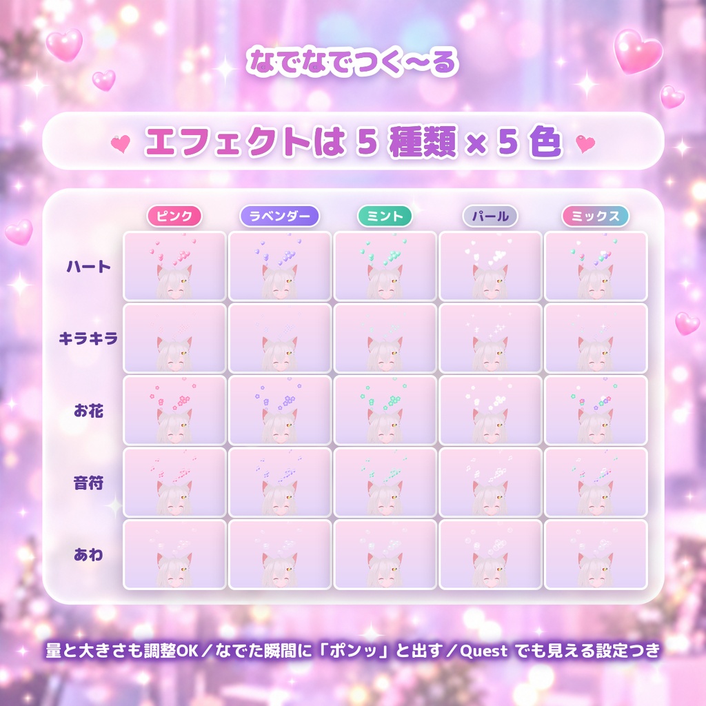 なでなでつく~る|なでると表情・エフェクト・音で反応するギミック【VRChat・Unity エディタ拡張】