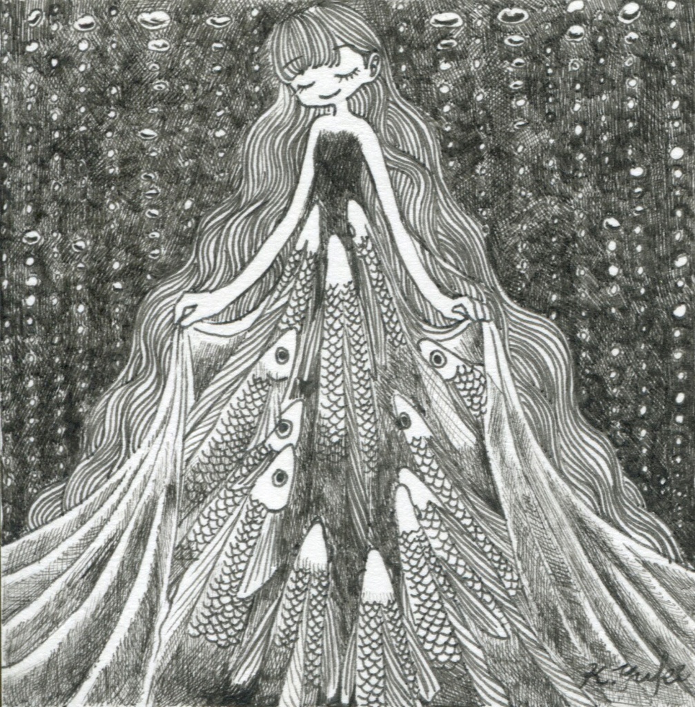 豆色紙サイズ*ペン画の原画