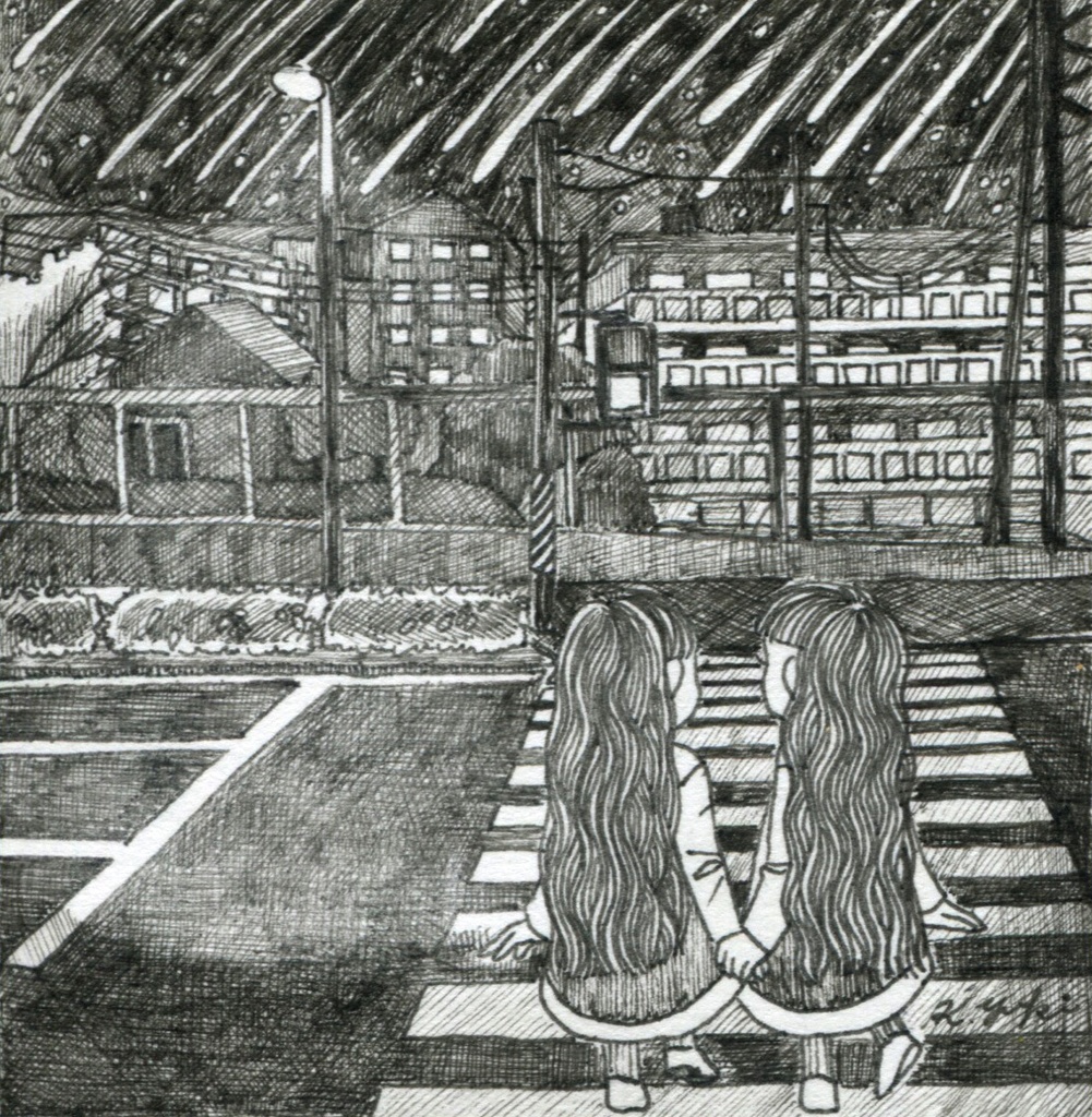 豆色紙サイズ*ペン画の原画