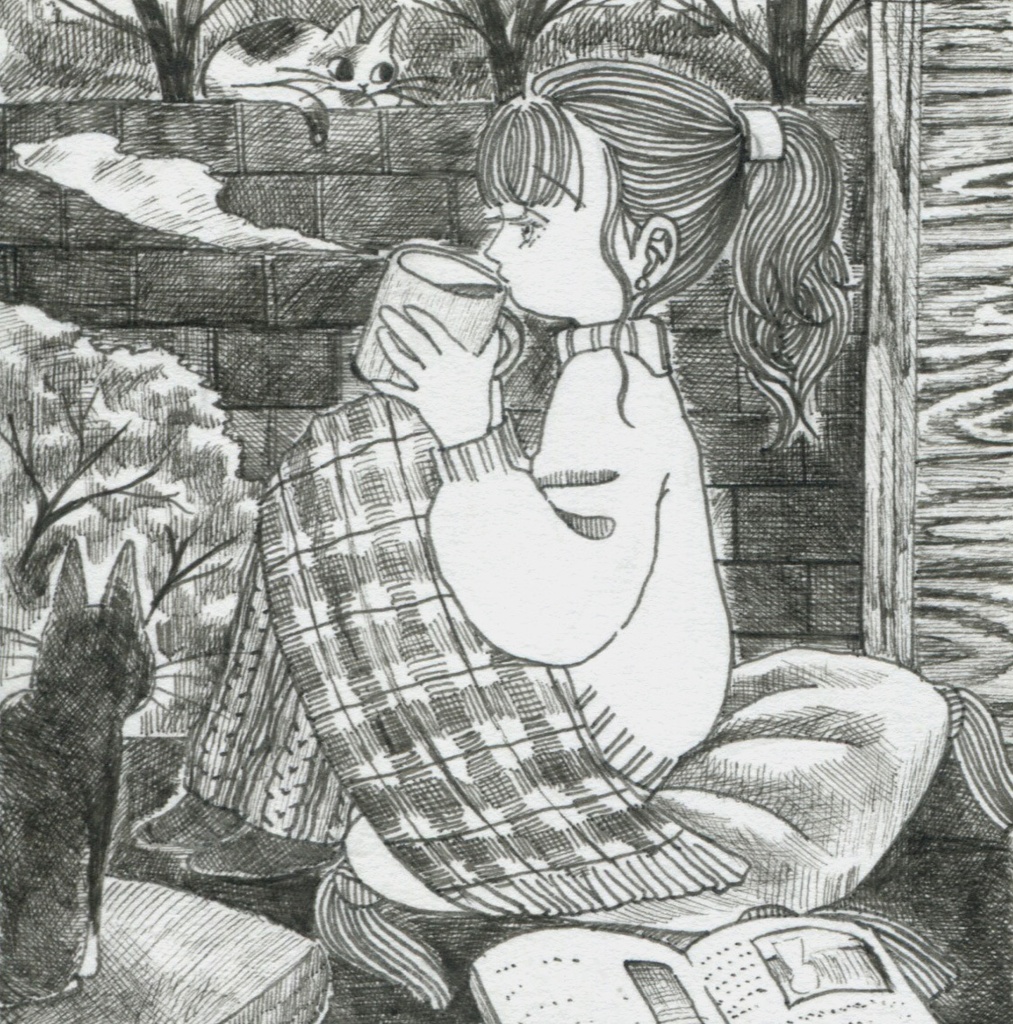 豆色紙サイズ*ペン画の原画