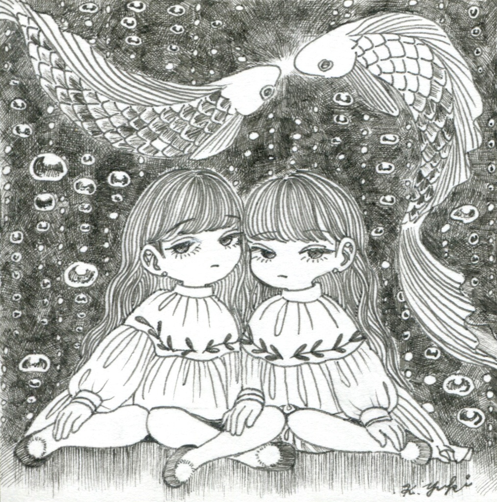豆色紙サイズ*ペン画の原画