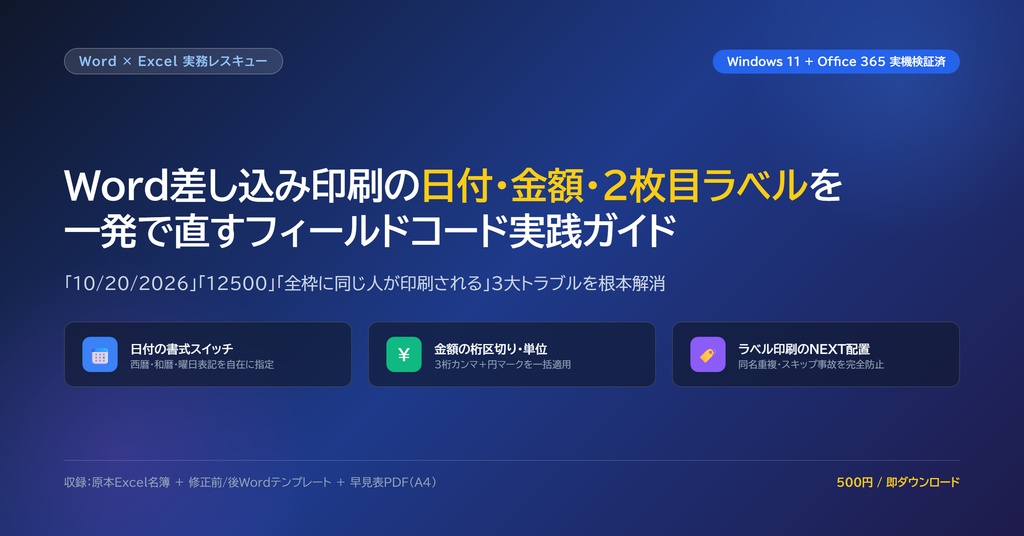 【Word×Excel差し込み印刷・一括PDF化】宛名印刷＆個別PDF帳票自動出力パック