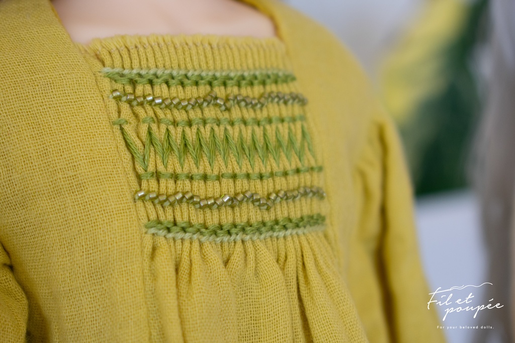 1/4ドール 🧵Hand smocking relax dress set