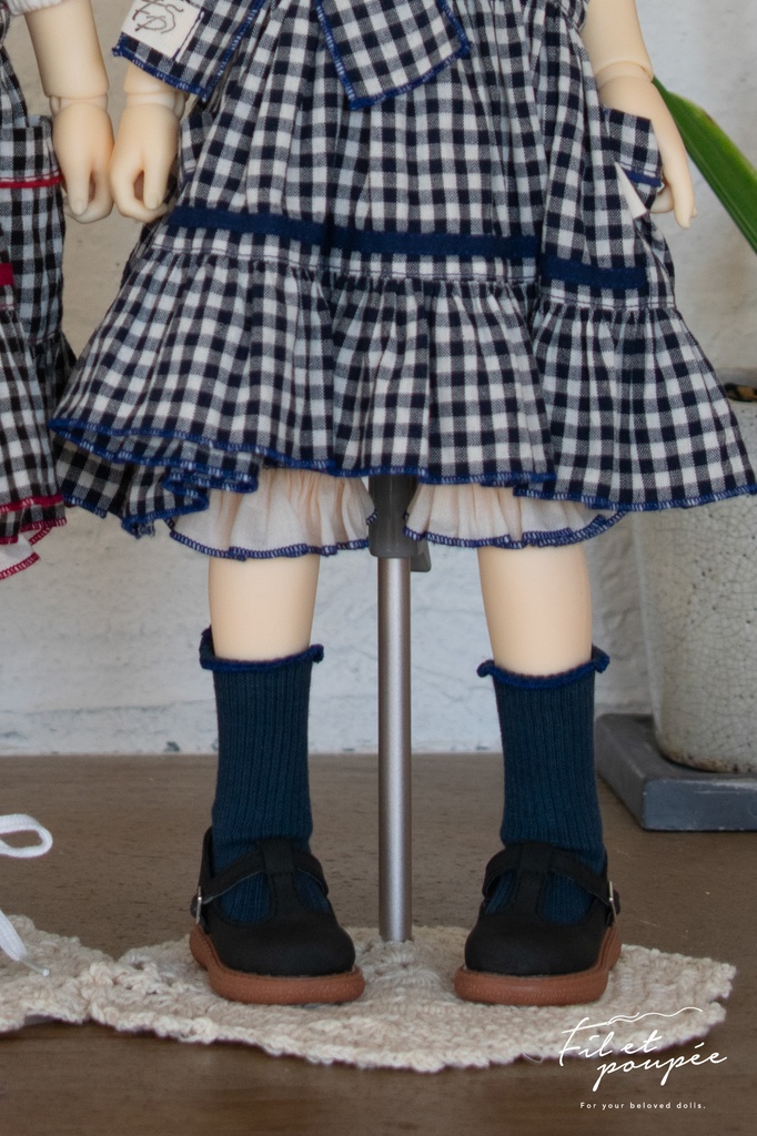 1/4ドール 🧵LOVE♡GINGHAM Mellow rib sox