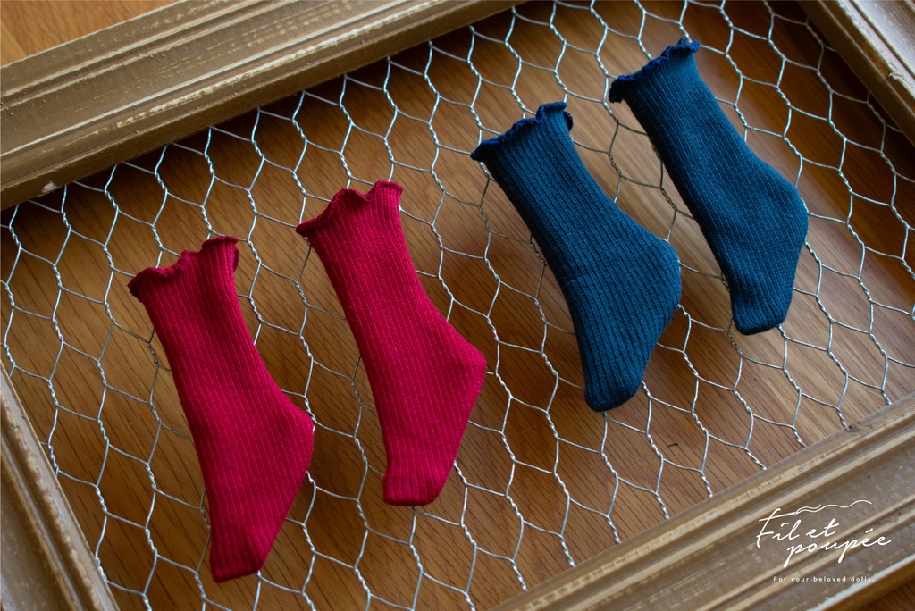 1/4ドール 🧵LOVE♡GINGHAM Mellow rib sox