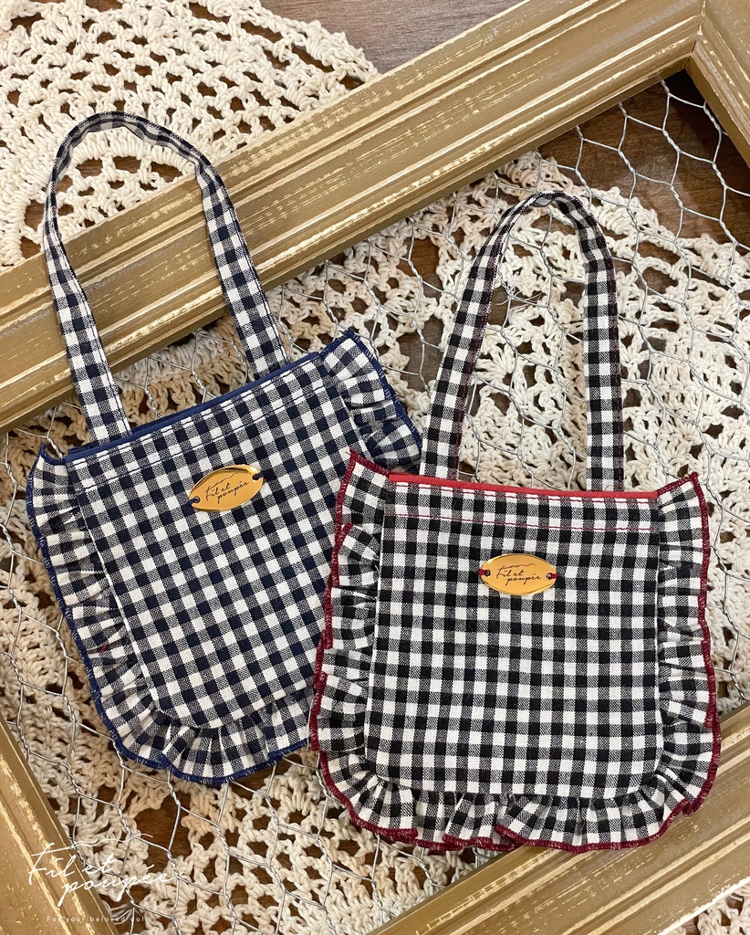 1/4ドール 🧵LOVE♡GINGHAM Frill Big Tote Bag