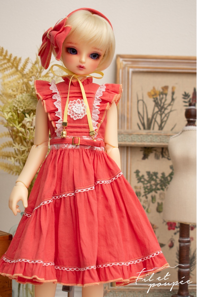 1/4ドール 🧵 Petal Sorbet One-piece set🪡コーラルオレンジ