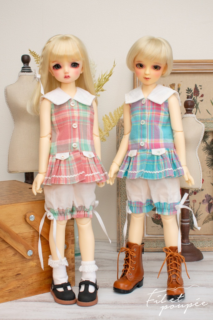 1/4ドール 🧵 SUMMER CHECK Sailor tunic set