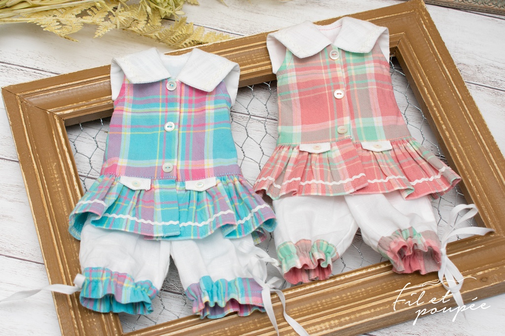 1/4ドール 🧵 SUMMER CHECK Sailor tunic set