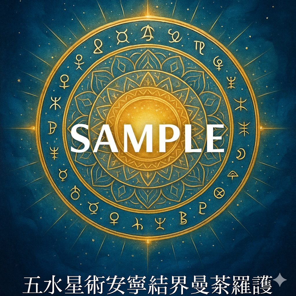 『五水星術 安寧結界曼荼羅護符 〜青と金の環〜』