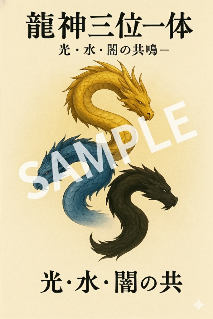 龍神三位一体 ― 光・水・闇の共鳴 ― Trinity of Dragon Gods – Resonance of Light, Water, and Shadow