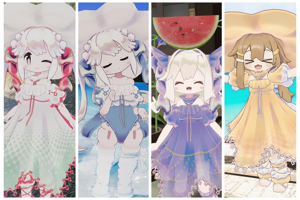 なぎさのハンカチワンピ+αすずはなドール素体/VRChat想定3D衣装