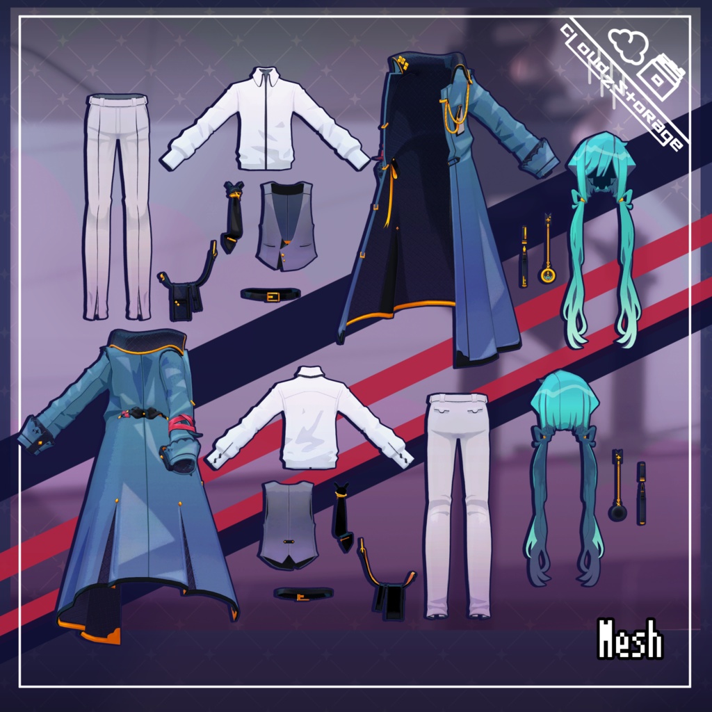 霊柩列車専用 旧式コート/ターコイズ氏💠追加衣装セット