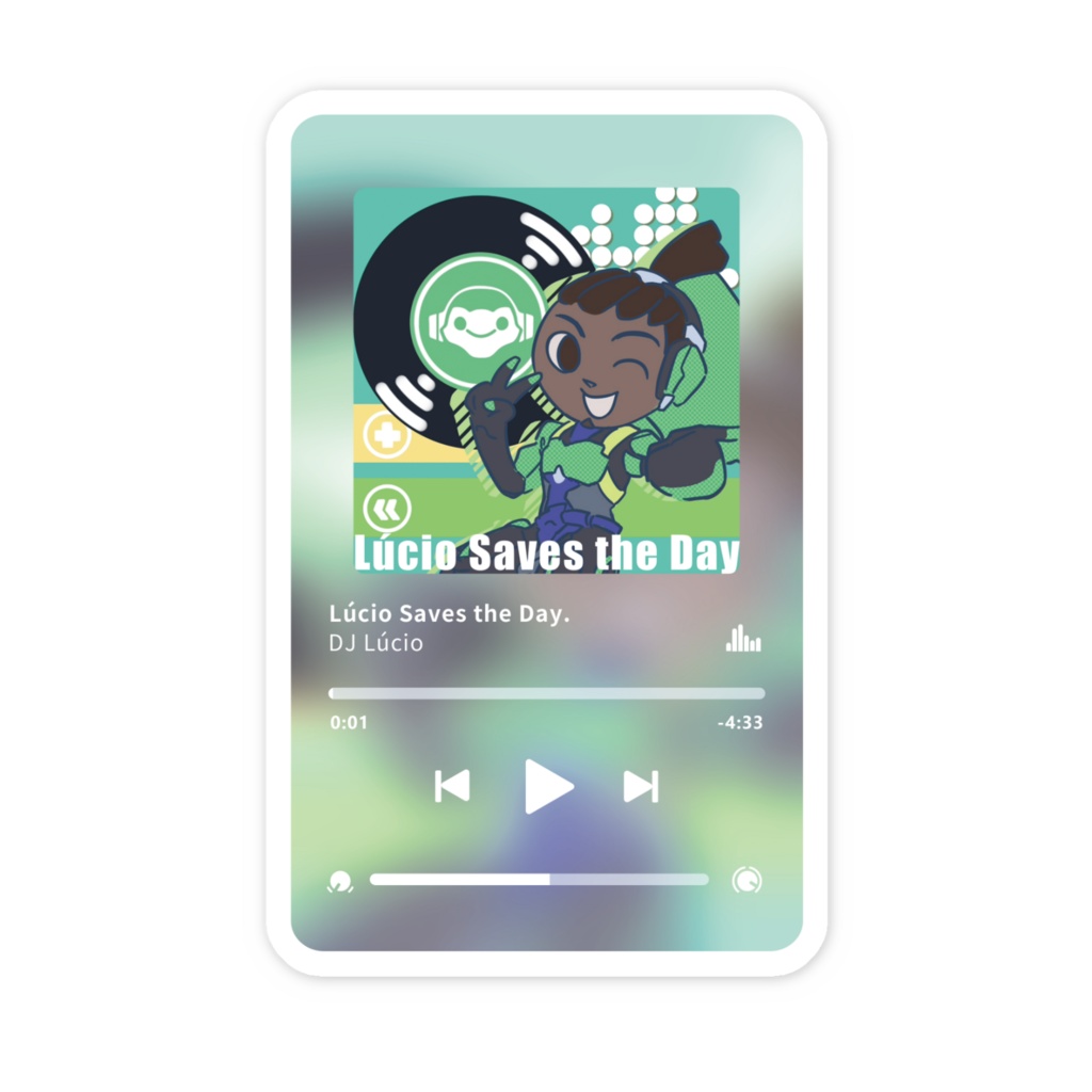 "Lúcio Saves the Day" music player and pop'n music style smartphone sticker