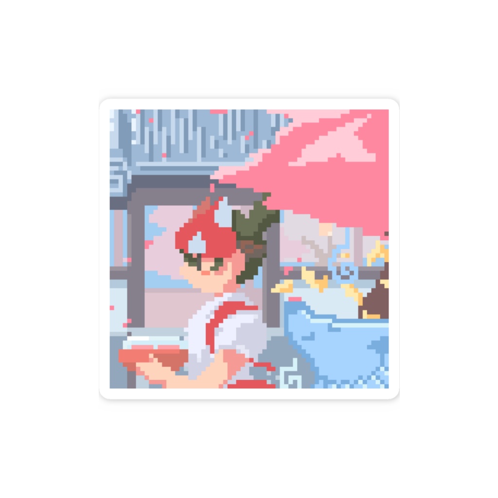 Pixel art Kiriko smartphone sticker