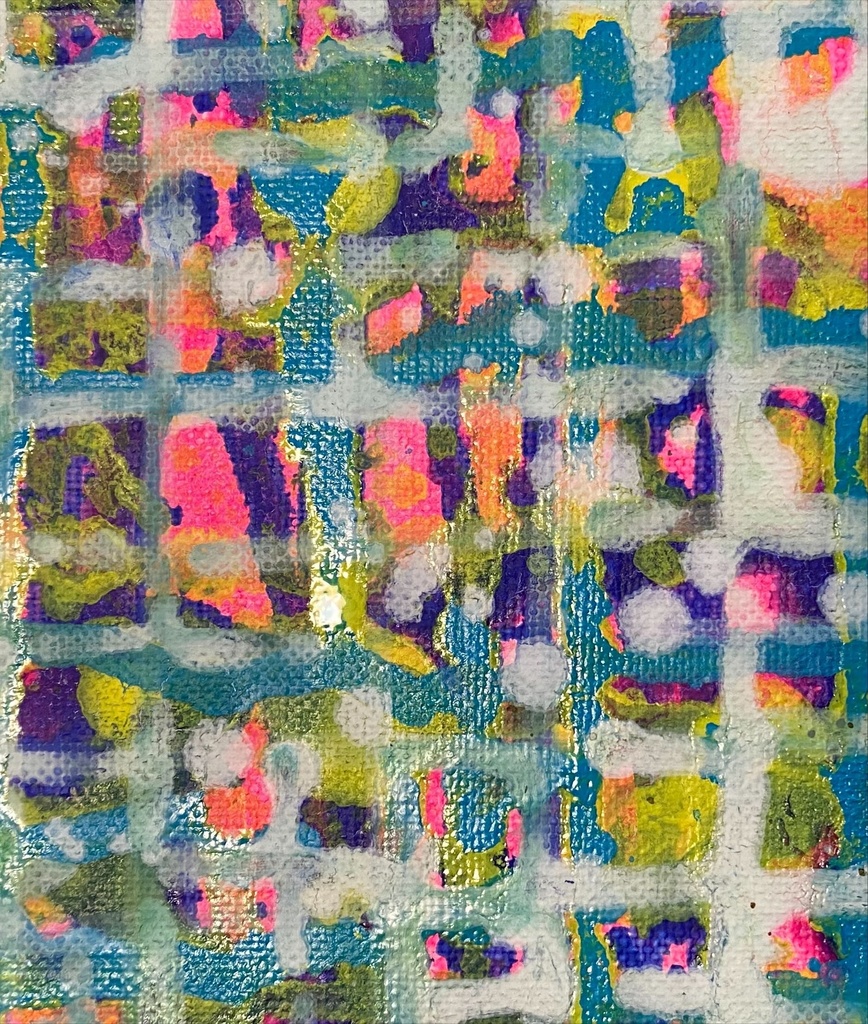 ピンクの地に格子