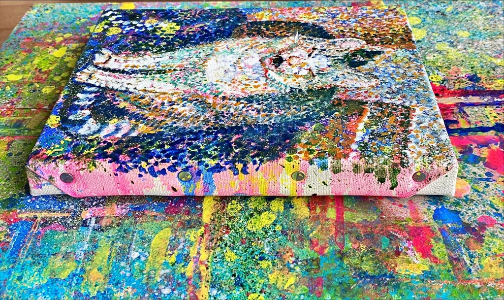 点描17-あくびの途中の猫