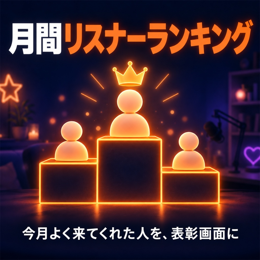 月間リスナーランキング for わんコメ — 今月よく来てくれた人を、表彰画面に出せる
