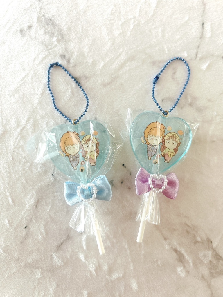 鉢尾ペロキャン（♡リボンブルー＆♡リボンパープル）