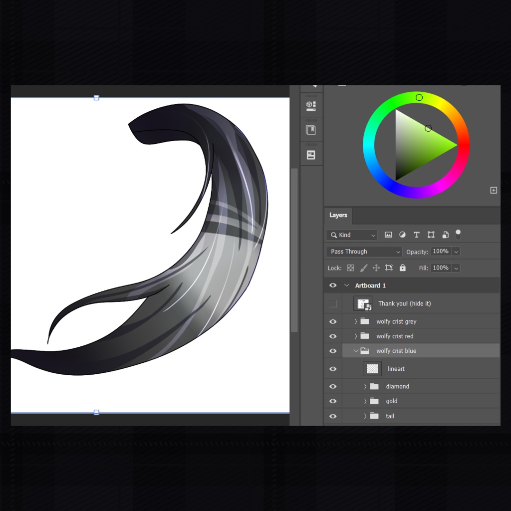 VTuber用 ウルフテール PNG パック(3種テール+PSD)