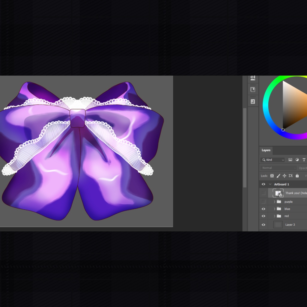 VTuber Lace Bow PNG Pack (3 Colors + Editable PSD)