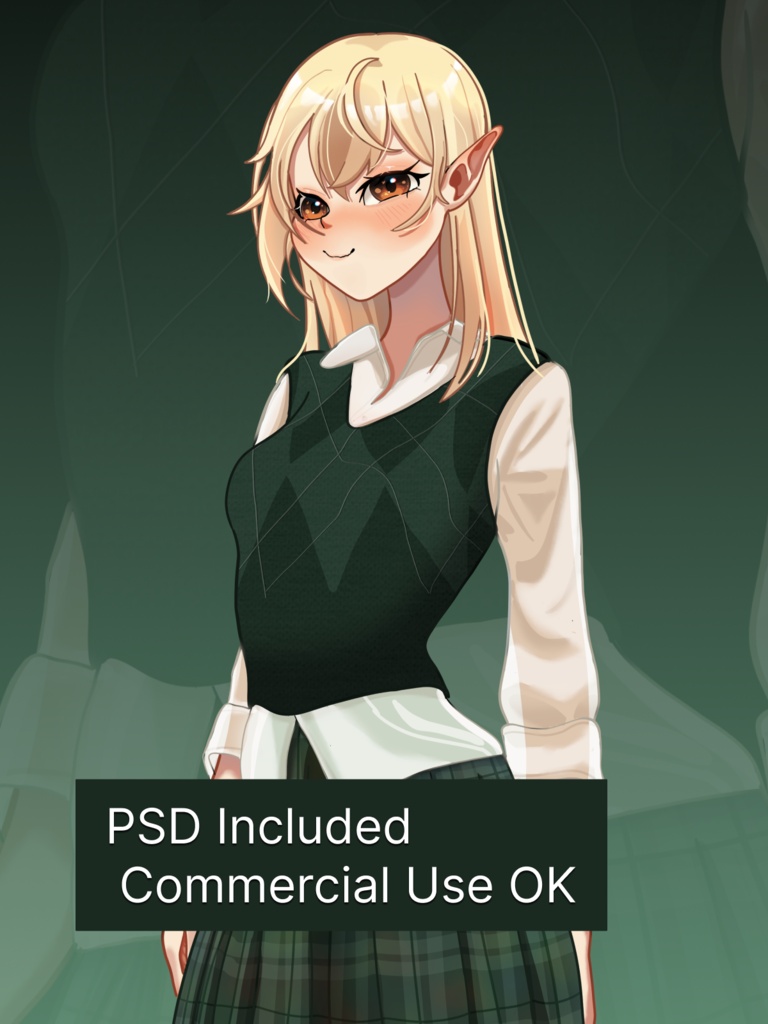 Anime Elf PNGTuber Model | PSD + 4 Expressions | Commercial Use