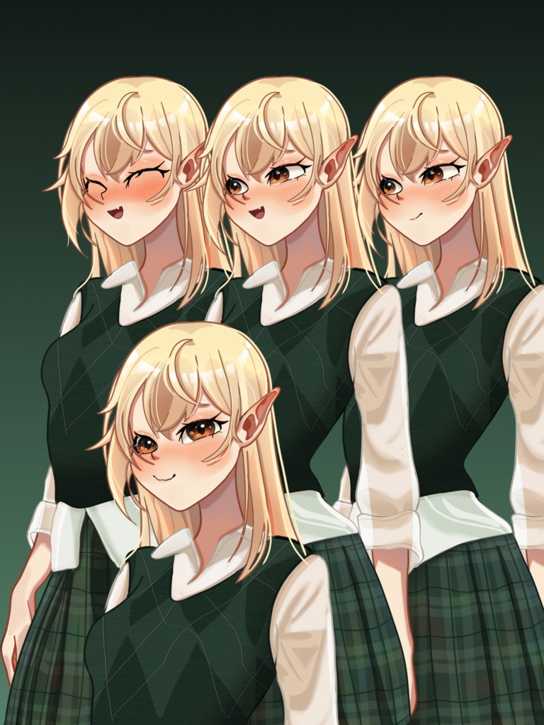 Anime Elf PNGTuber Model | PSD + 4 Expressions | Commercial Use