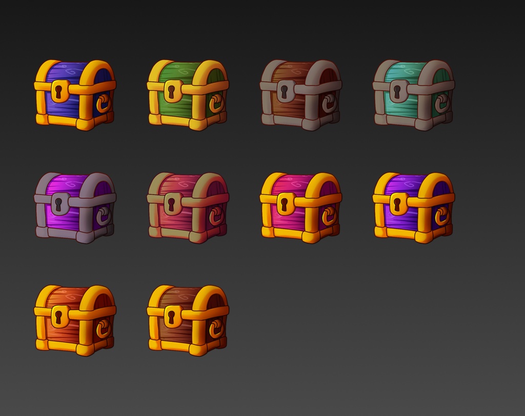 Stylized Treasure Chest Icons Pack