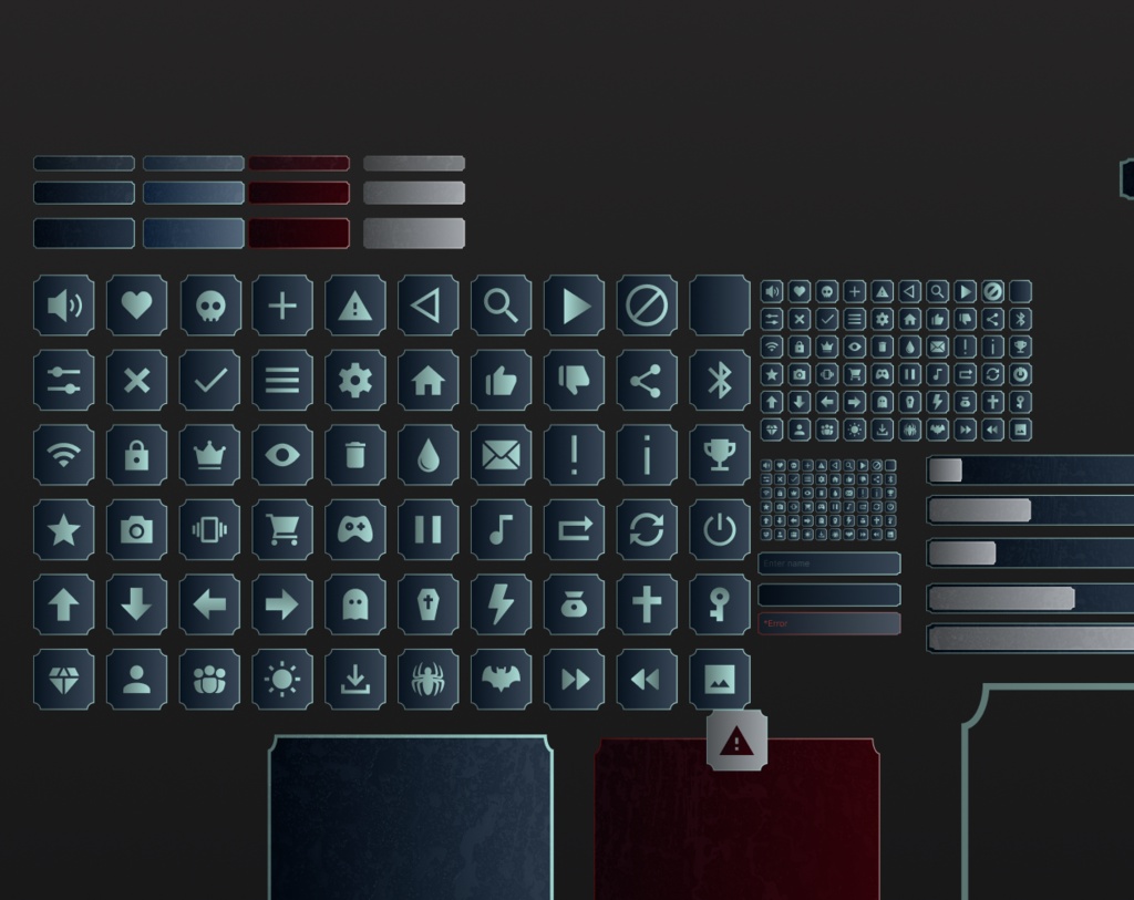 Dark Sci-Fi UI Kit – Horror Game Interface Pack