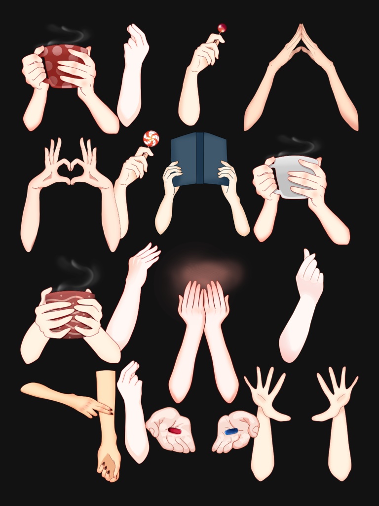 Big VTuber Asset Pack – Hands, Feet, Hair & Accessories PNG Set