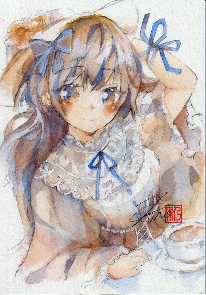 【透明水彩原画】Tea Time【3色縛り】