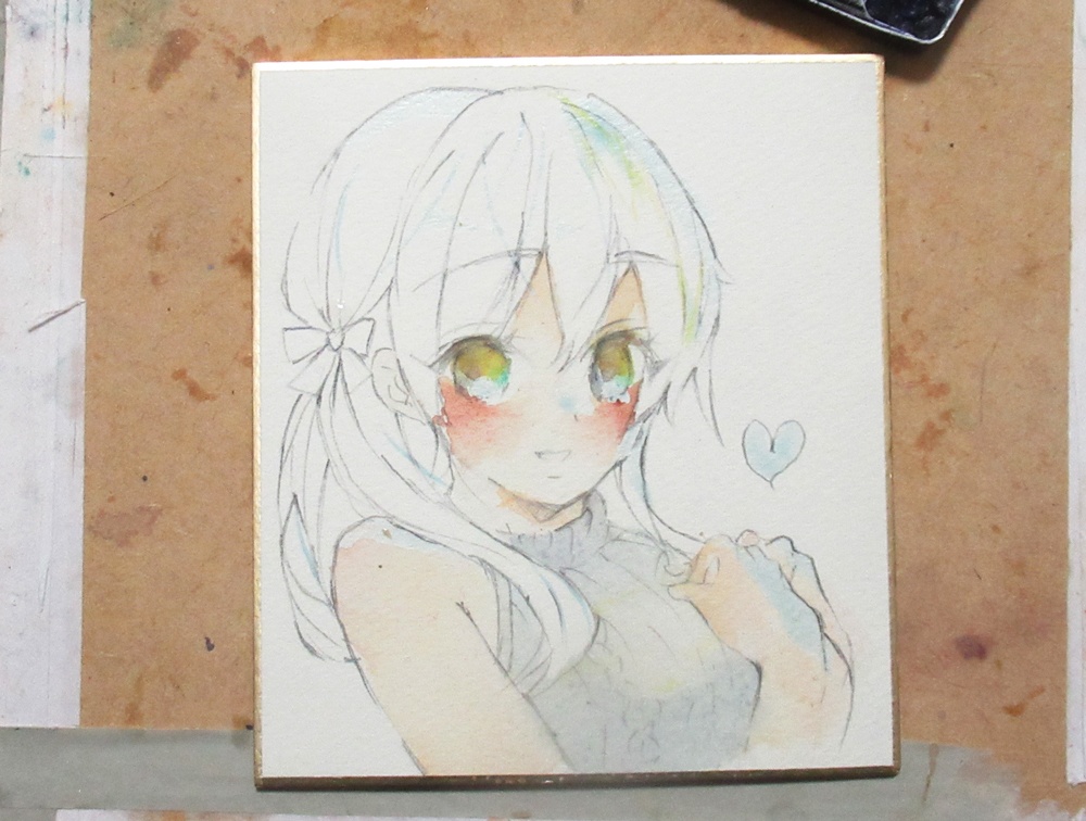 【透明水彩原画1/4色紙】Heart【メイキング画像あり】
