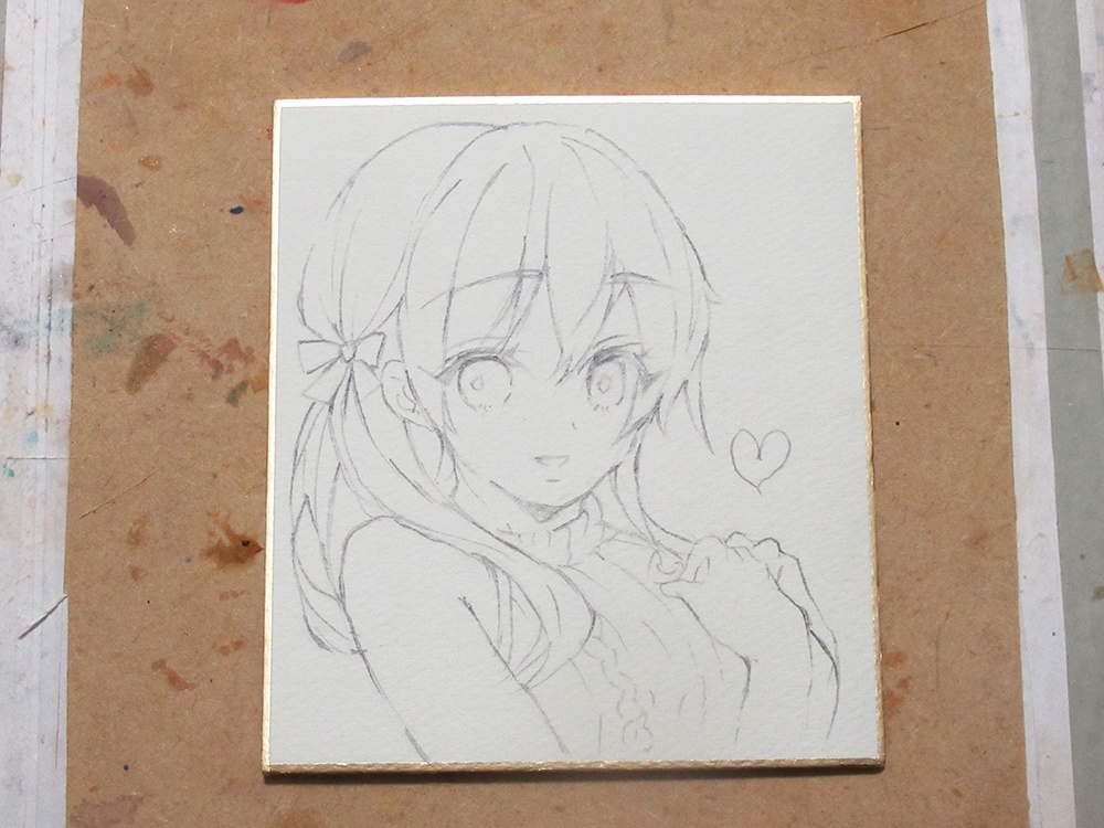 【透明水彩原画1/4色紙】Heart【メイキング画像あり】