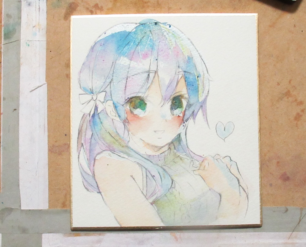 【透明水彩原画1/4色紙】Heart【メイキング画像あり】