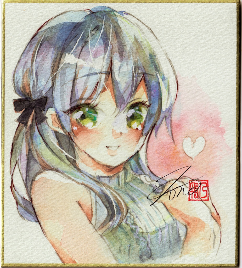 【透明水彩原画1/4色紙】Heart【メイキング画像あり】