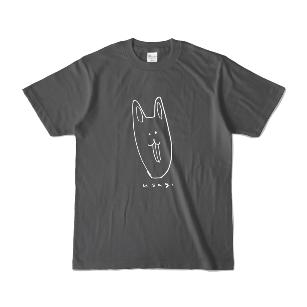 ビニール袋ウサギのTシャツ（チャコール）