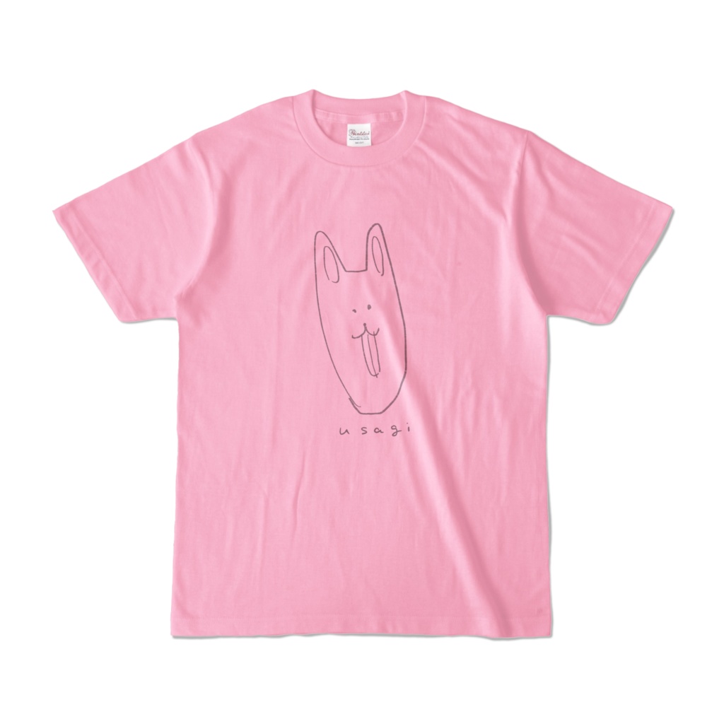 ビニール袋ウサギのTシャツ(ピーチピンク)