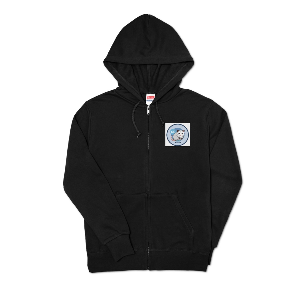 Playing Dead Investor" Opossum Original Zip-up Hoodie - Black 死んだふり投資家オポッサムのオリジナルジップパーカー - ブラック