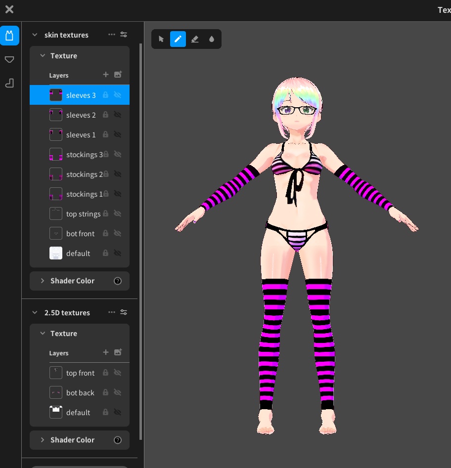 Black White Pink Bikini Gloves/Stocking Set — Free