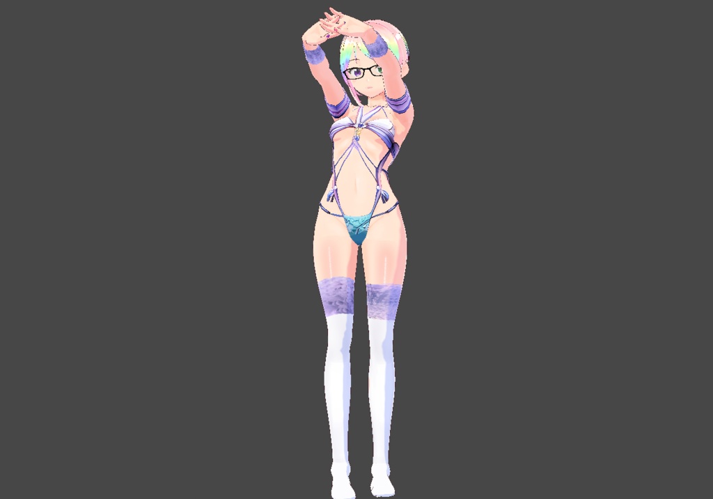 Pastel Bikini Outfit with Stockings — Free
